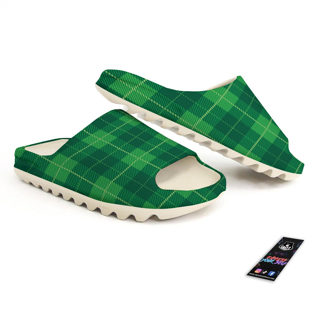 St. Patrick's Day Shamrock Tartan Print Pattern Sandals-grizzshop