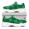 St. Patrick's Day Shamrock Tartan Print Pattern White Chunky Shoes-grizzshop