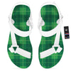 St. Patrick's Day Shamrock Tartan Print Pattern White Open Toe Sandals-grizzshop