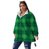 St. Patrick's Day Shamrock Tartan Print Pattern Women's Sherpa Jacket-grizzshop