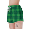 St. Patrick's Day Shamrock Tartan Print Pattern Women's Shorts-grizzshop