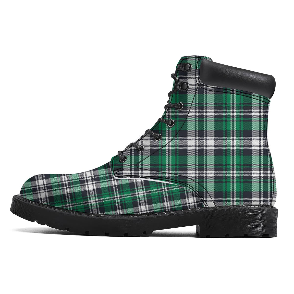 St. Patrick's Day Tartan Shamrock Print Pattern Boots-grizzshop