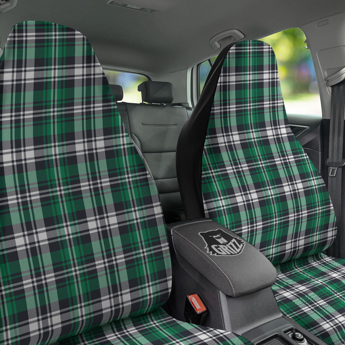 St. Patrick's Day Tartan Shamrock Print Pattern Car Seat Covers-grizzshop