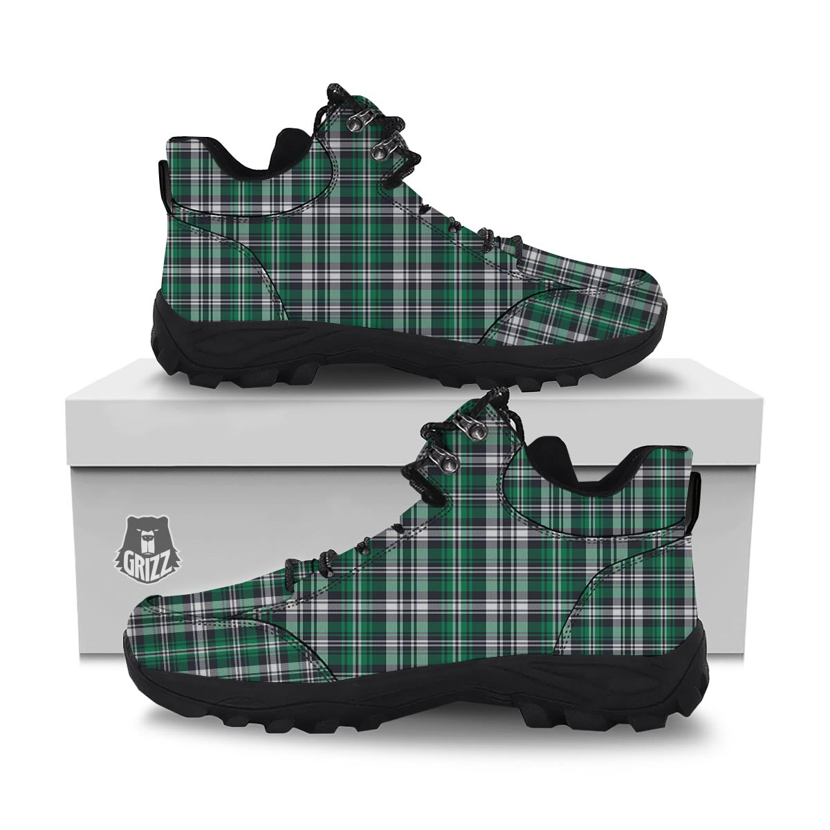 St. Patrick's Day Tartan Shamrock Print Pattern Hiking Shoes-grizzshop