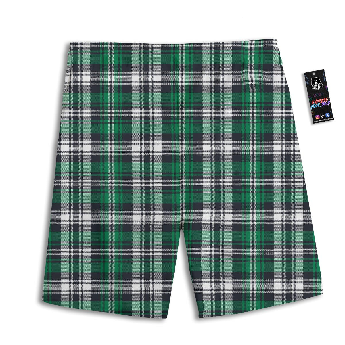 St. Patrick's Day Tartan Shamrock Print Pattern Men's Athletic Shorts