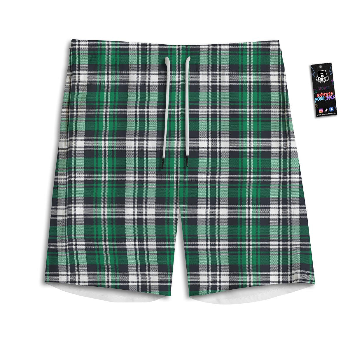 St. Patrick's Day Tartan Shamrock Print Pattern Men's Athletic Shorts