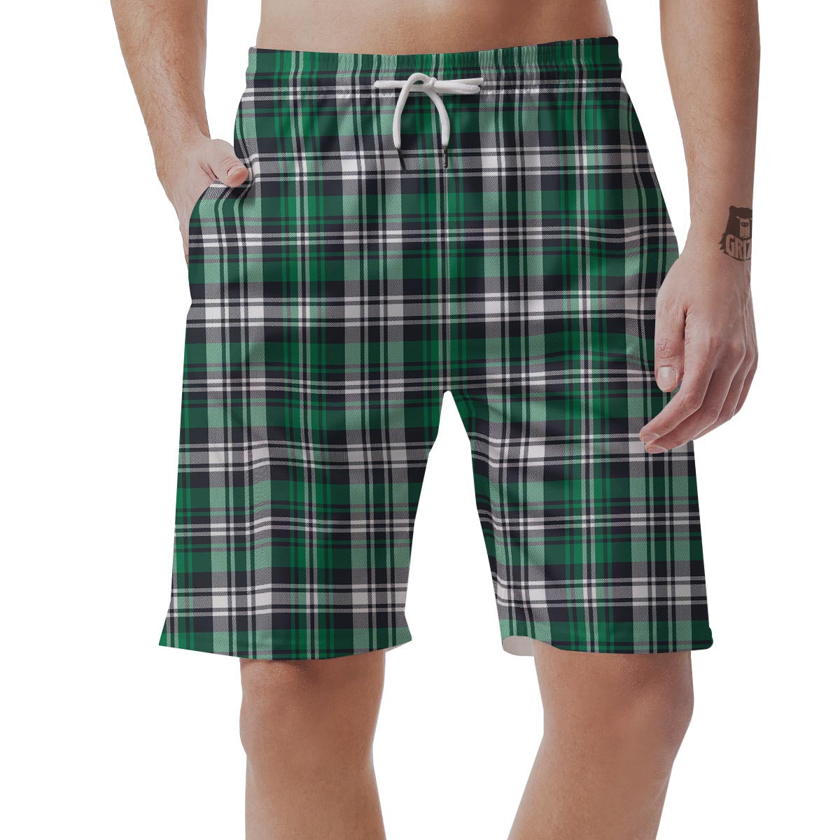 St. Patrick's Day Tartan Shamrock Print Pattern Men's Shorts-grizzshop