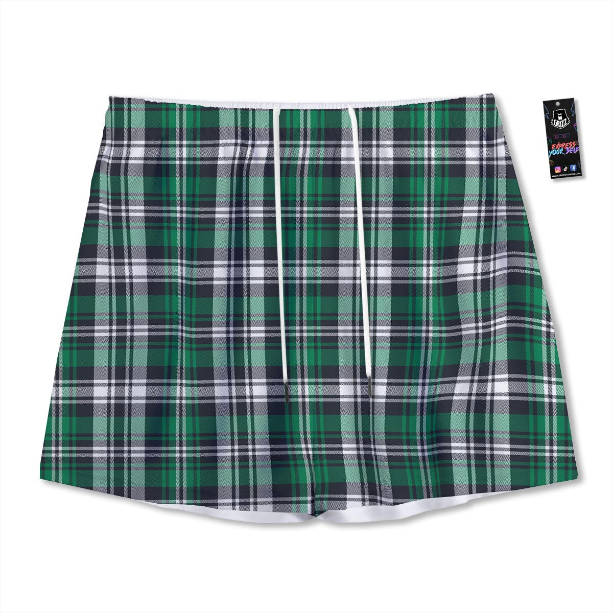 St. Patrick's Day Tartan Shamrock Print Pattern Mesh Shorts