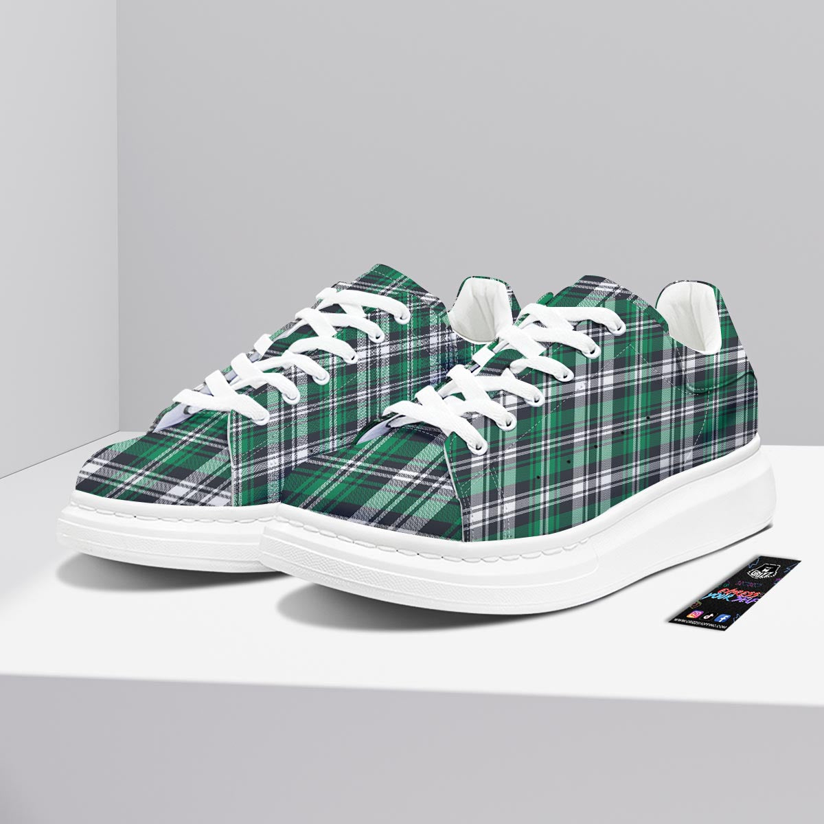 St. Patrick's Day Tartan Shamrock Print Pattern Platform Shoes-grizzshop