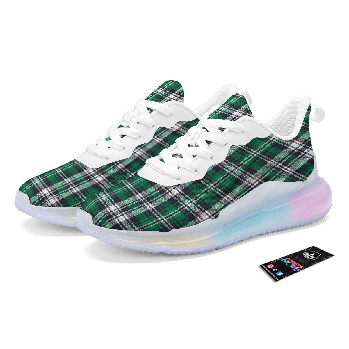 St. Patrick's Day Tartan Shamrock Print Pattern Running Sneakers-grizzshop