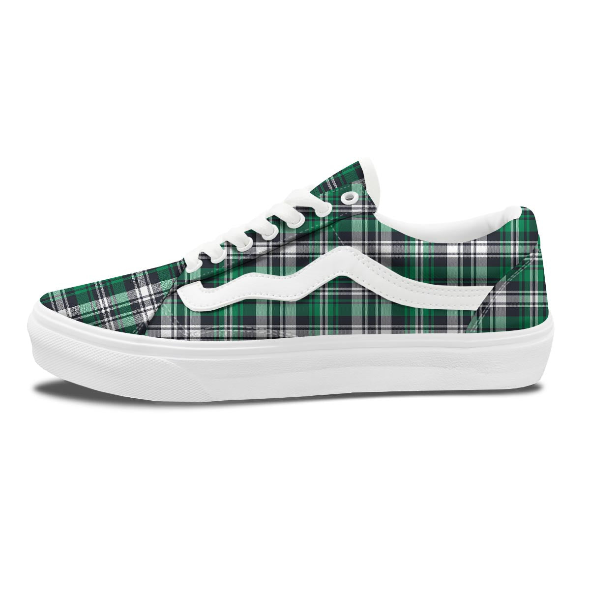 St. Patrick's Day Tartan Shamrock Print Pattern Skate Shoes-grizzshop