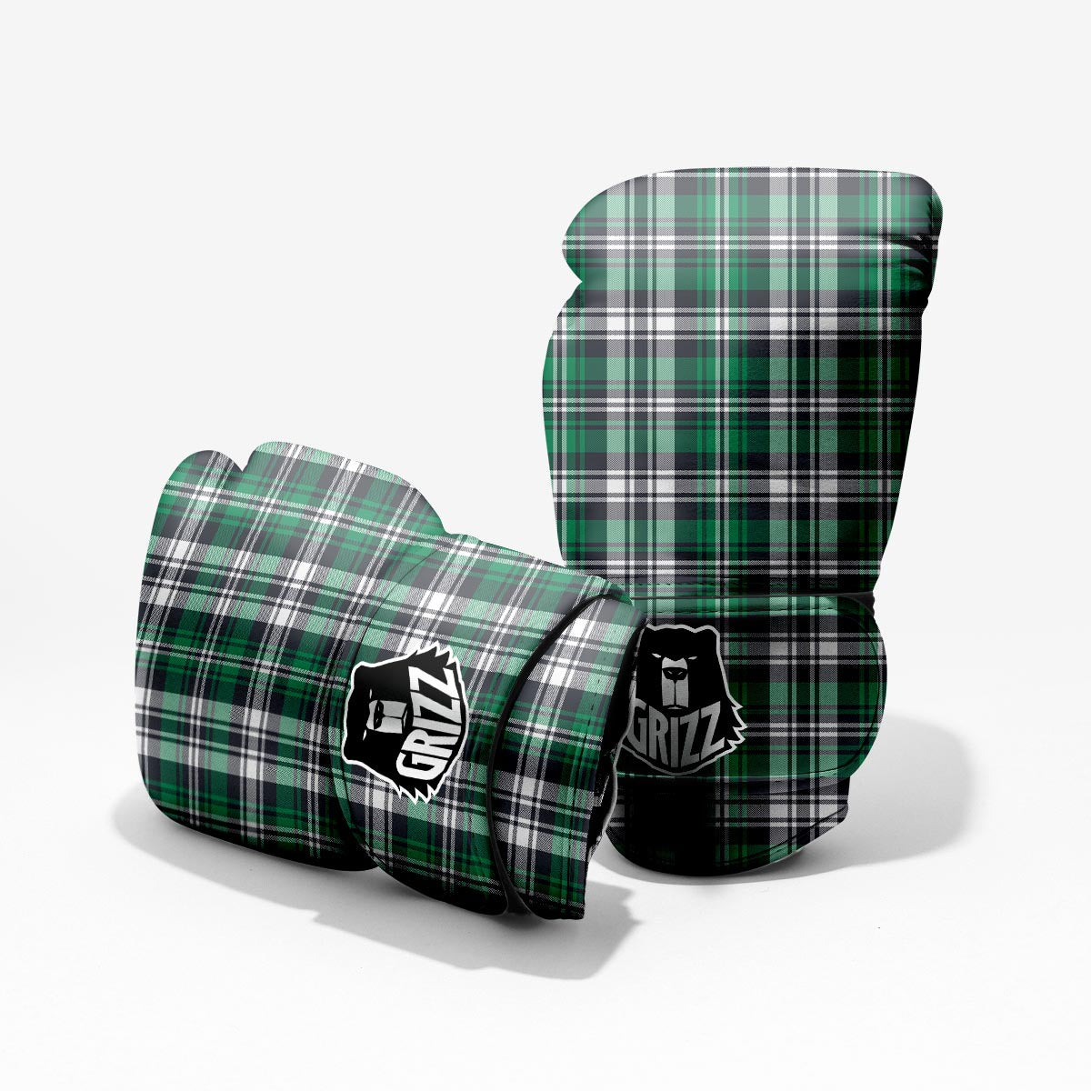 St. Patrick's Day Tartan Shamrock Print Pattern Pro Boxing Glove