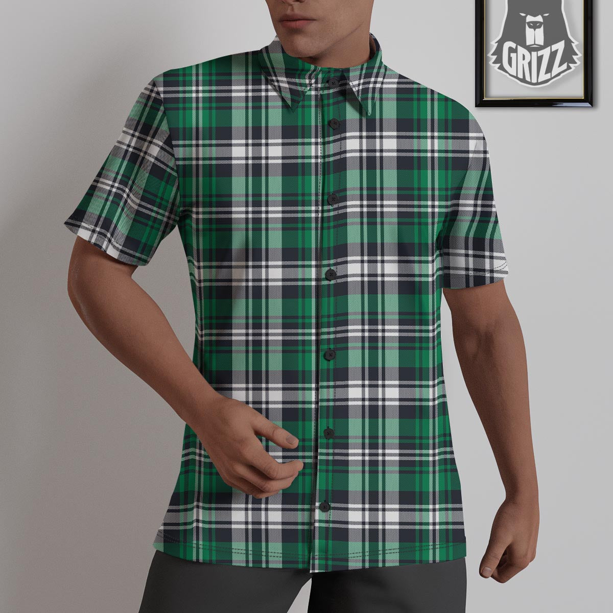 St. Patrick's Day Tartan Shamrock Print Pattern Untucked Shirts-grizzshop