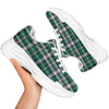 St. Patrick's Day Tartan Shamrock Print Pattern White Chunky Shoes-grizzshop