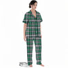 St. Patrick's Day Tartan Shamrock Print Pattern Women's Pajamas Set-grizzshop