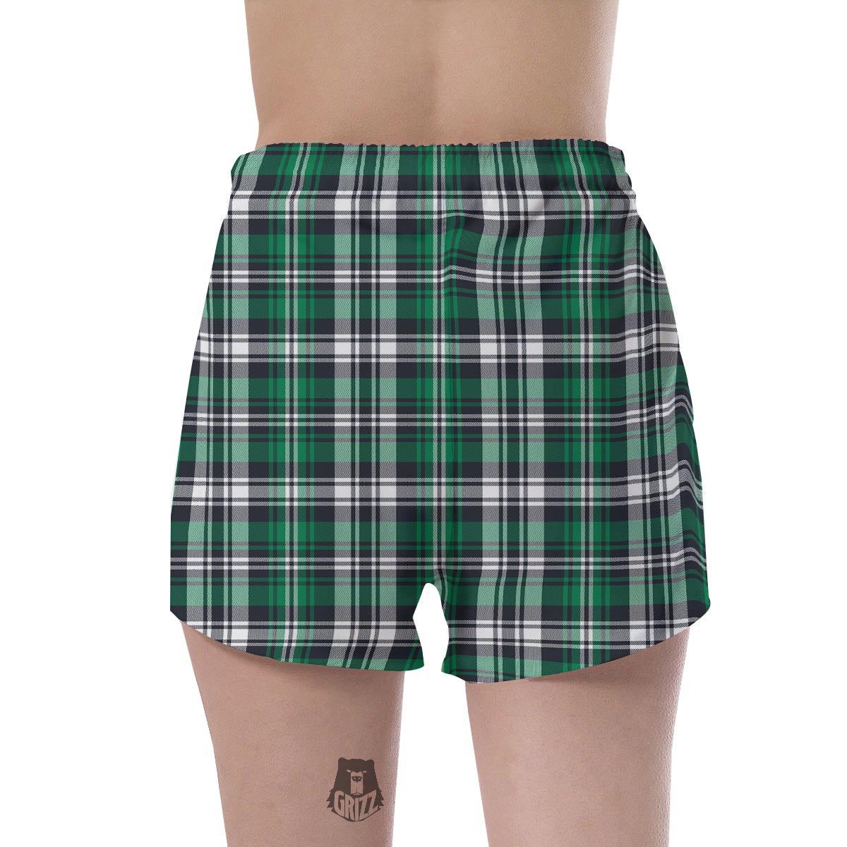 St. Patrick's Day Tartan Shamrock Print Pattern Women's Shorts-grizzshop