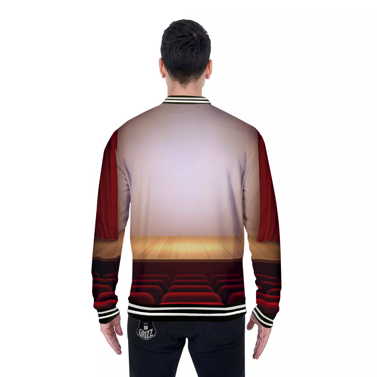Stage Theater Print Baseball Jacket-grizzshop