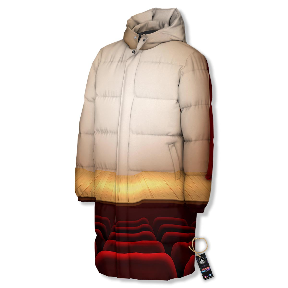 Stage Theater Print Long Down Jacket-grizzshop