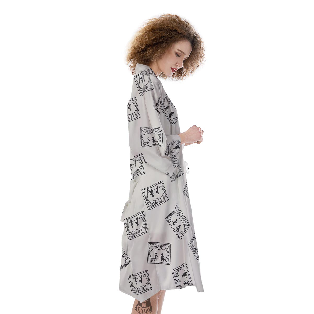 Stage Theater Print Pattern Kimono-grizzshop