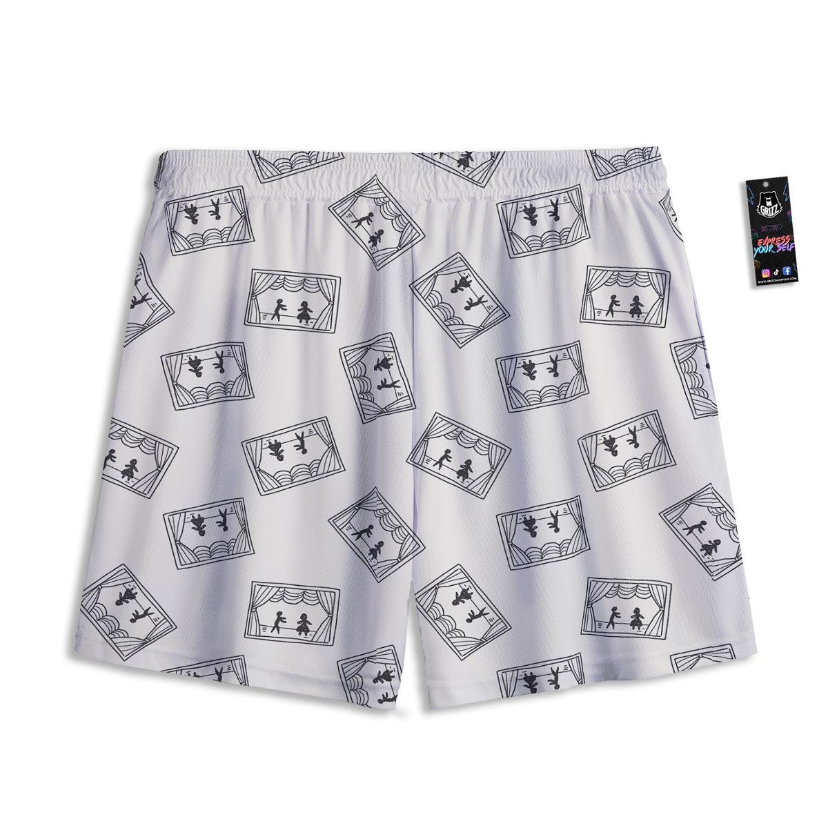 Stage Theater Print Pattern Mesh Shorts-grizzshop