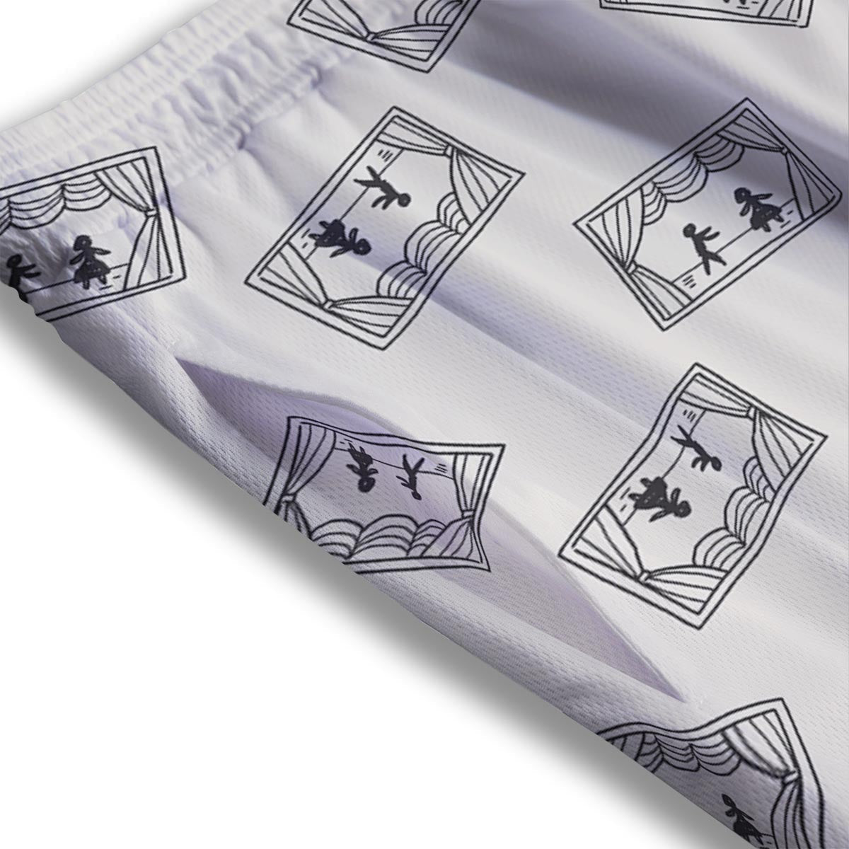 Stage Theater Print Pattern Mesh Shorts-grizzshop