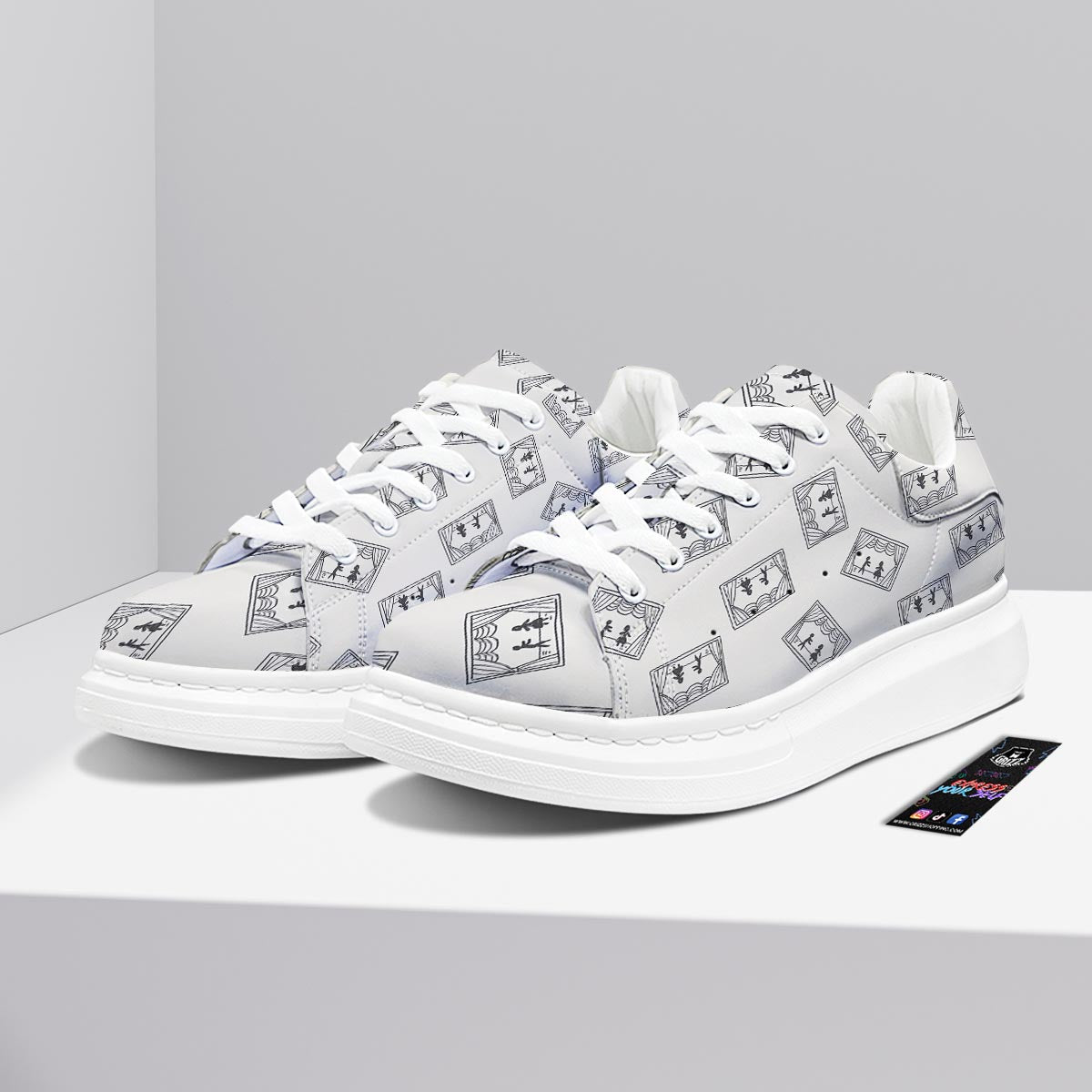 Stage Theater Print Pattern Platform Shoes-grizzshop