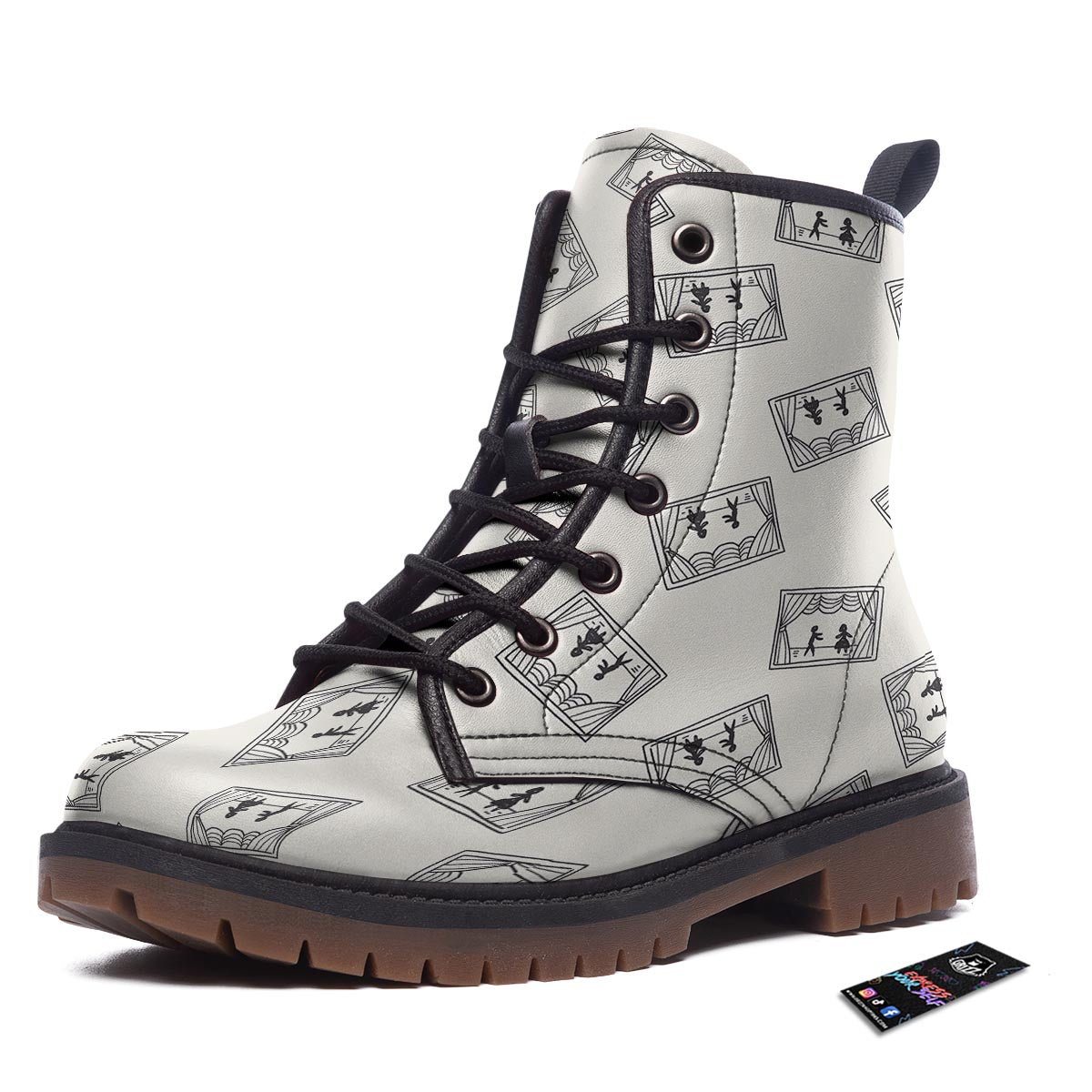 Stage Theater Print Pattern Work Boots-grizzshop