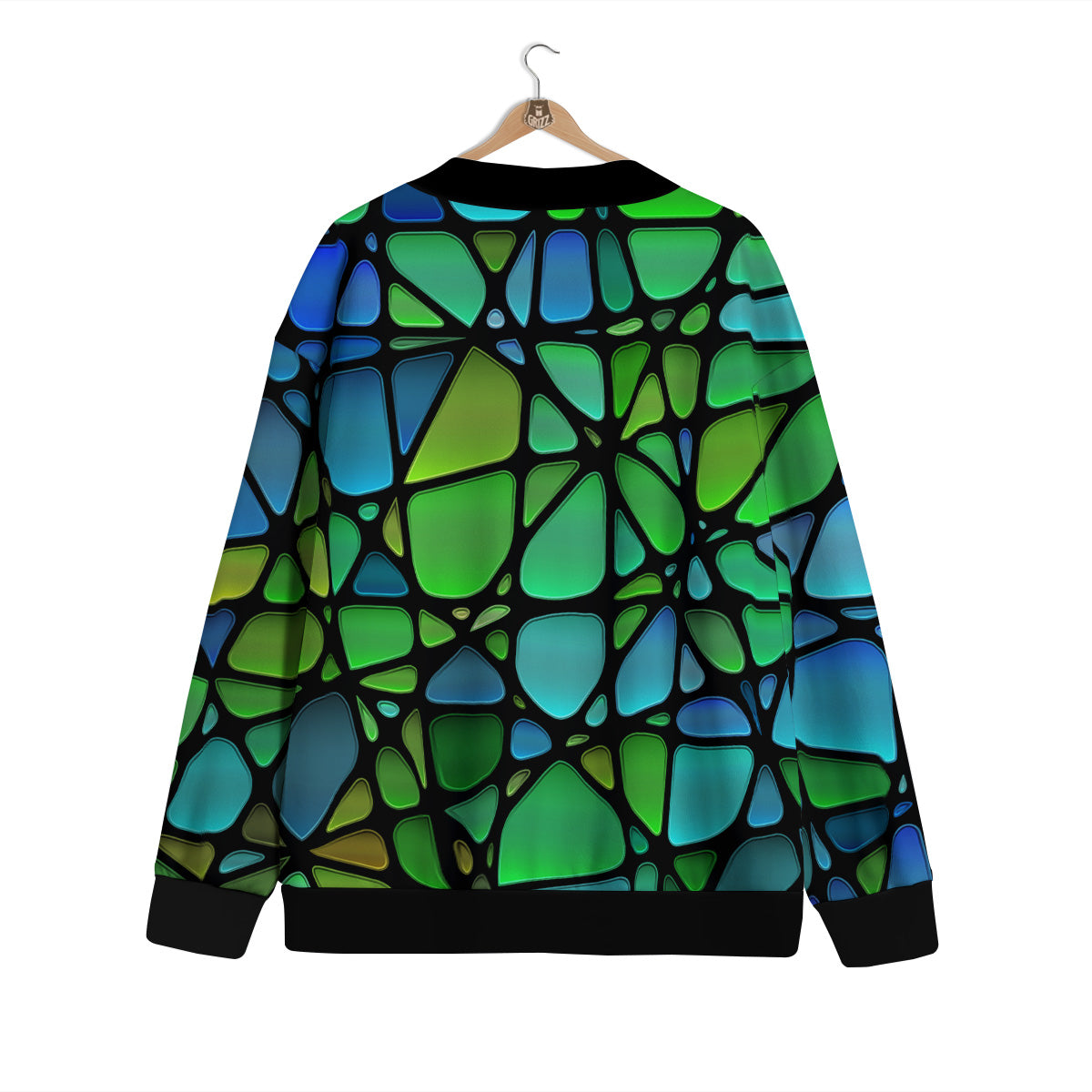 Stained Glass Green And Blue Print Cardigan-grizzshop