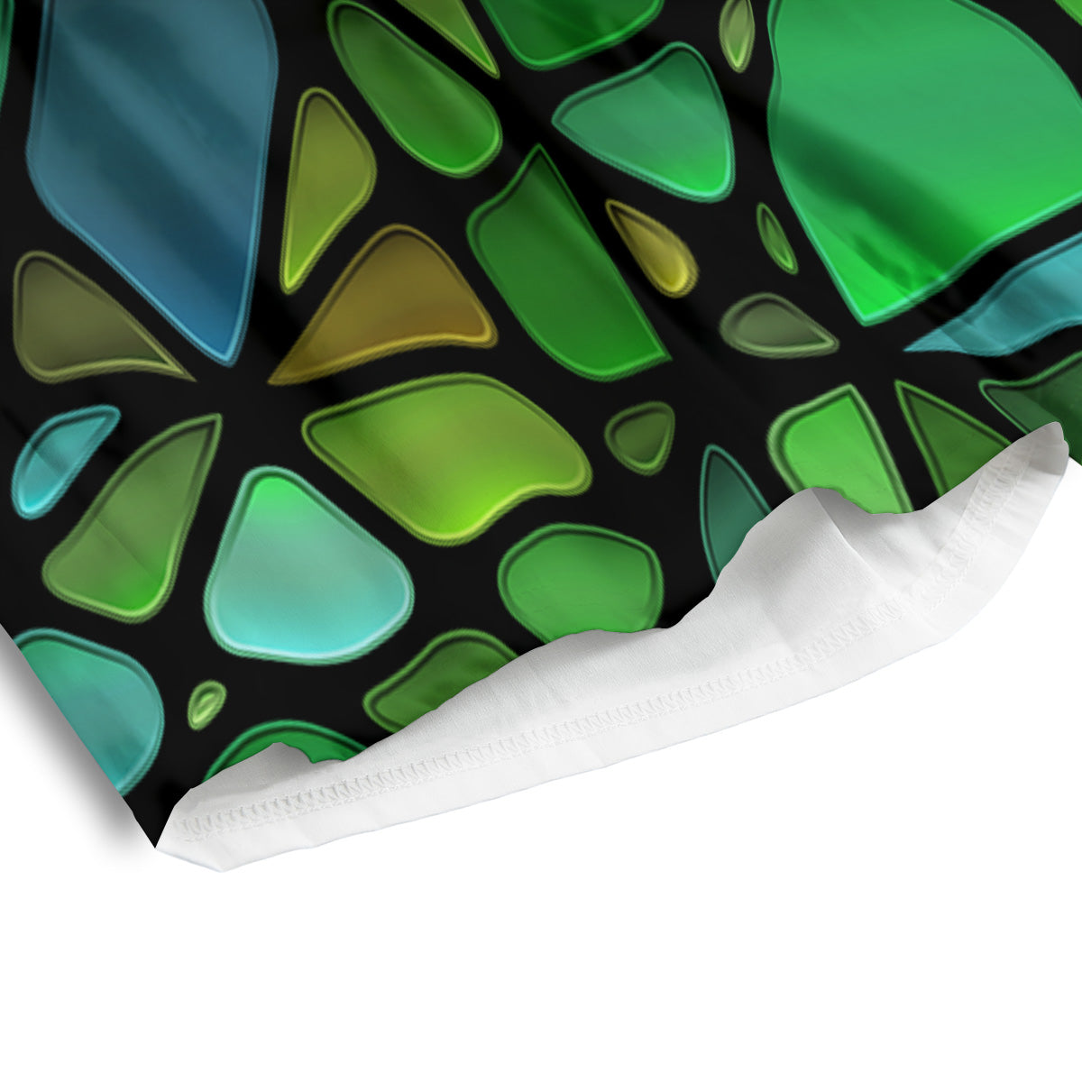 Stained Glass Green And Blue Print Men's Athletic Shorts
