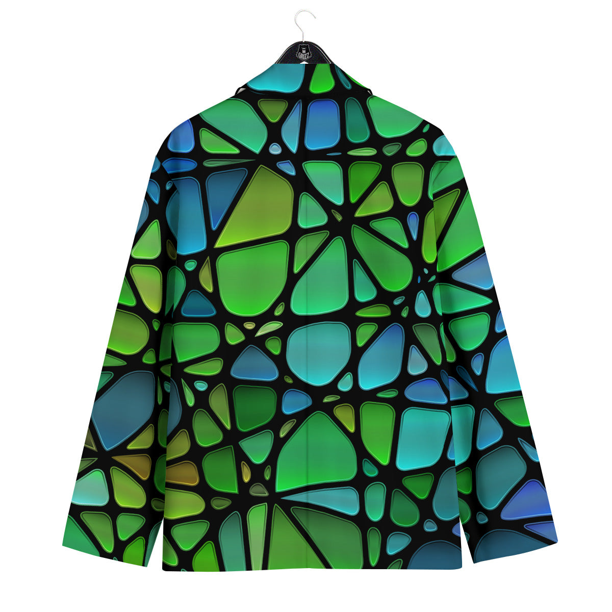 Stained Glass Green And Blue Print Men's Sport Coat-grizzshop