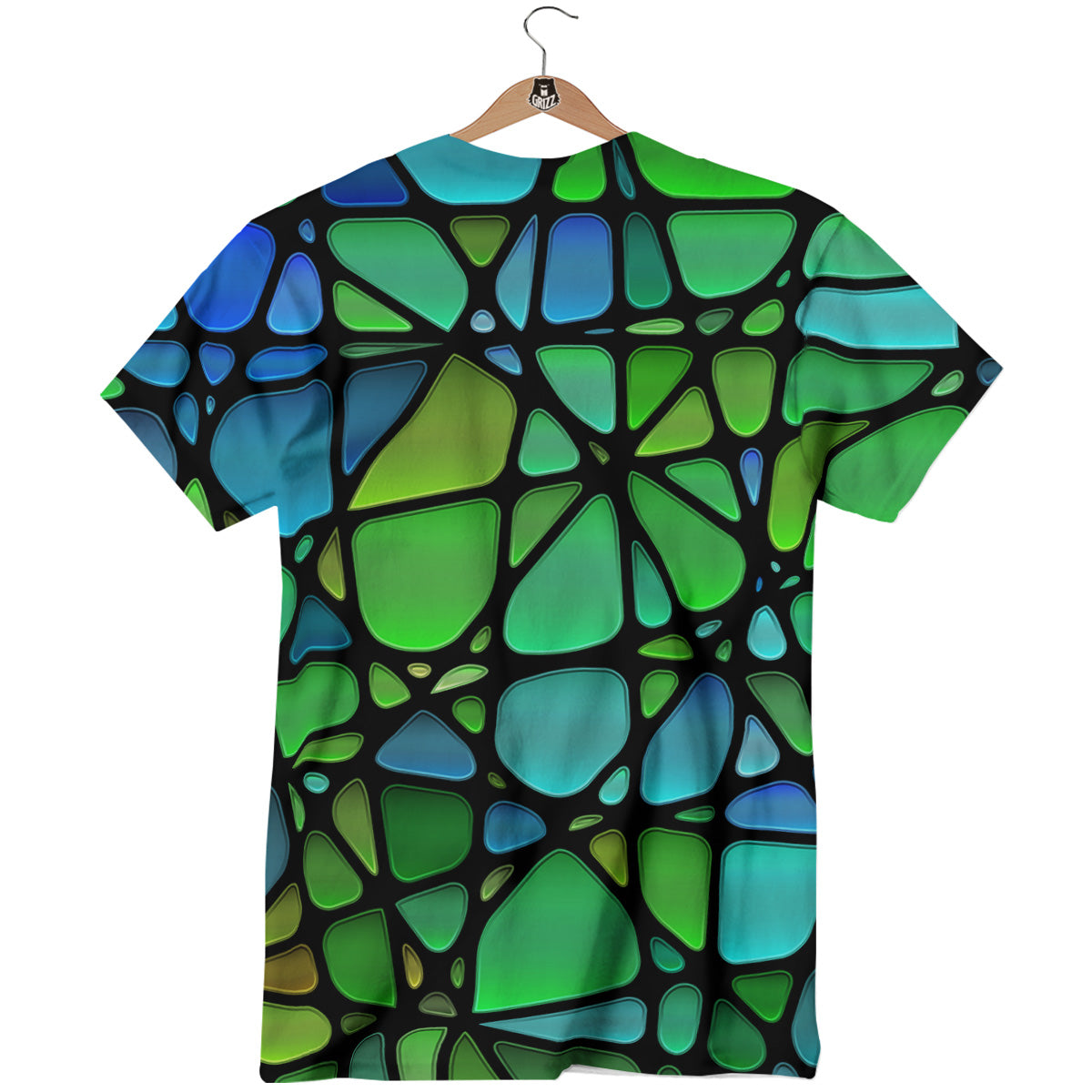 Stained Glass Green And Blue Print T-Shirt-grizzshop