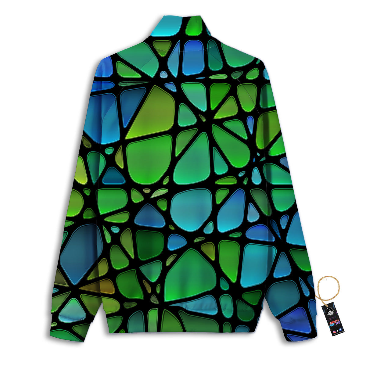 Stained Glass Green And Blue Print Track Jacket-grizzshop