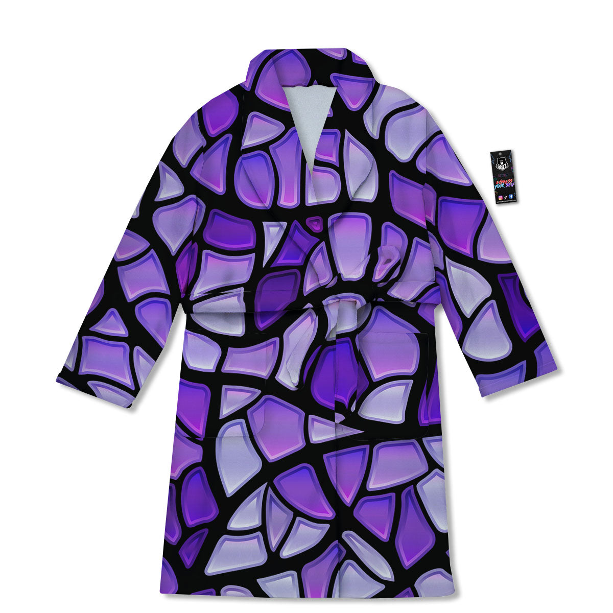 Stained Glass Mosaic Purple Print Bathrobe-grizzshop