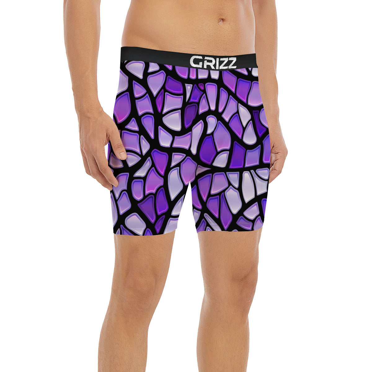 Stained Glass Mosaic Purple Print Boxer Briefs-grizzshop