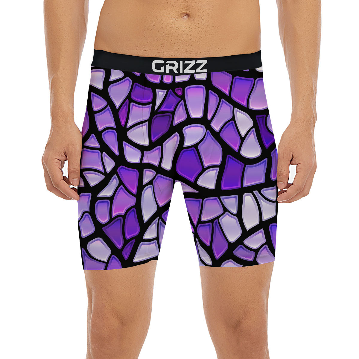 Stained Glass Mosaic Purple Print Boxer Briefs-grizzshop