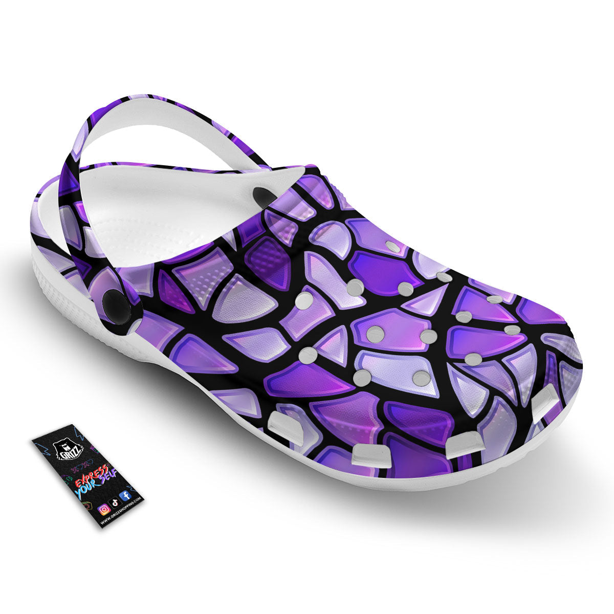 Stained Glass Mosaic Purple Print Clog-grizzshop