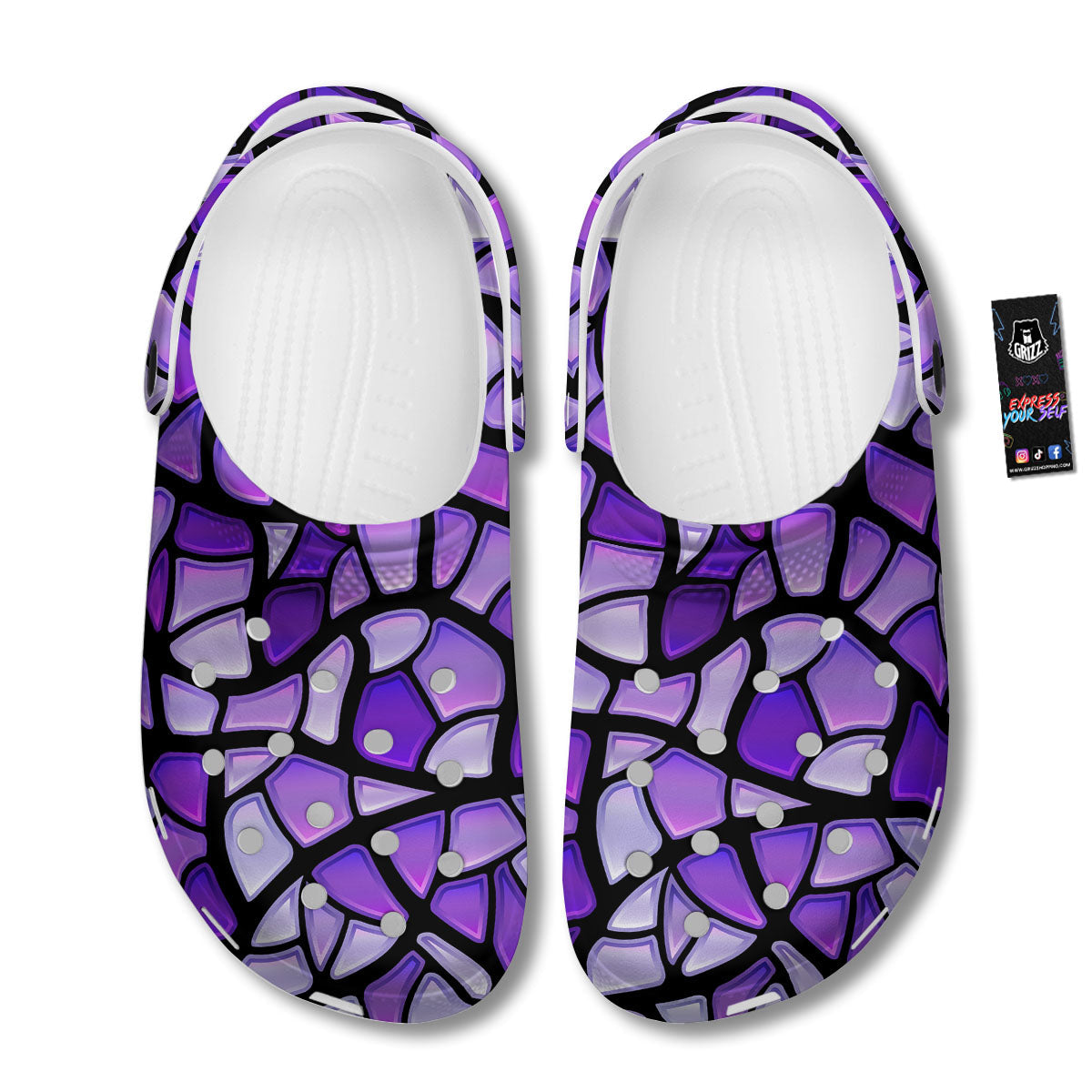 Stained Glass Mosaic Purple Print Clog-grizzshop