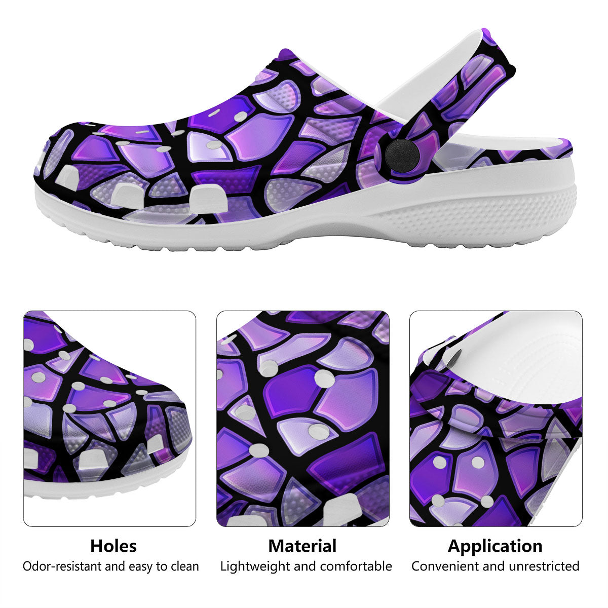 Stained Glass Mosaic Purple Print Clog-grizzshop