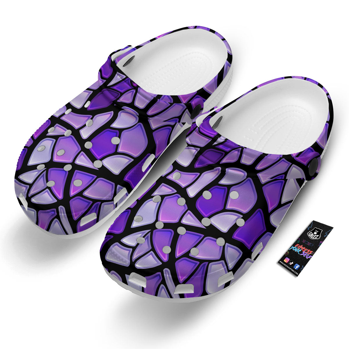 Stained Glass Mosaic Purple Print Clog-grizzshop