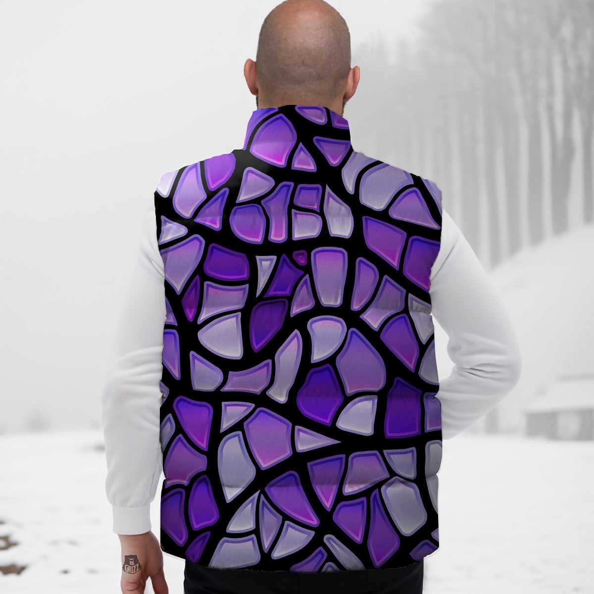 Stained Glass Mosaic Purple Print Down Vest
