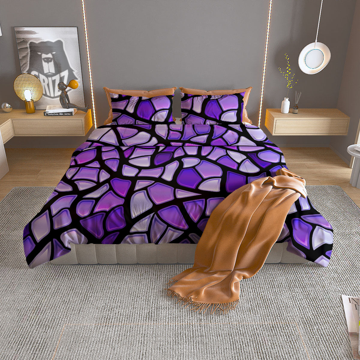Sun And Vintage Moon Print Pattern Duvet Cover Bedding Set