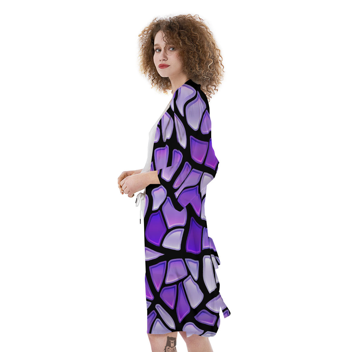 Stained Glass Mosaic Purple Print Kimono-grizzshop