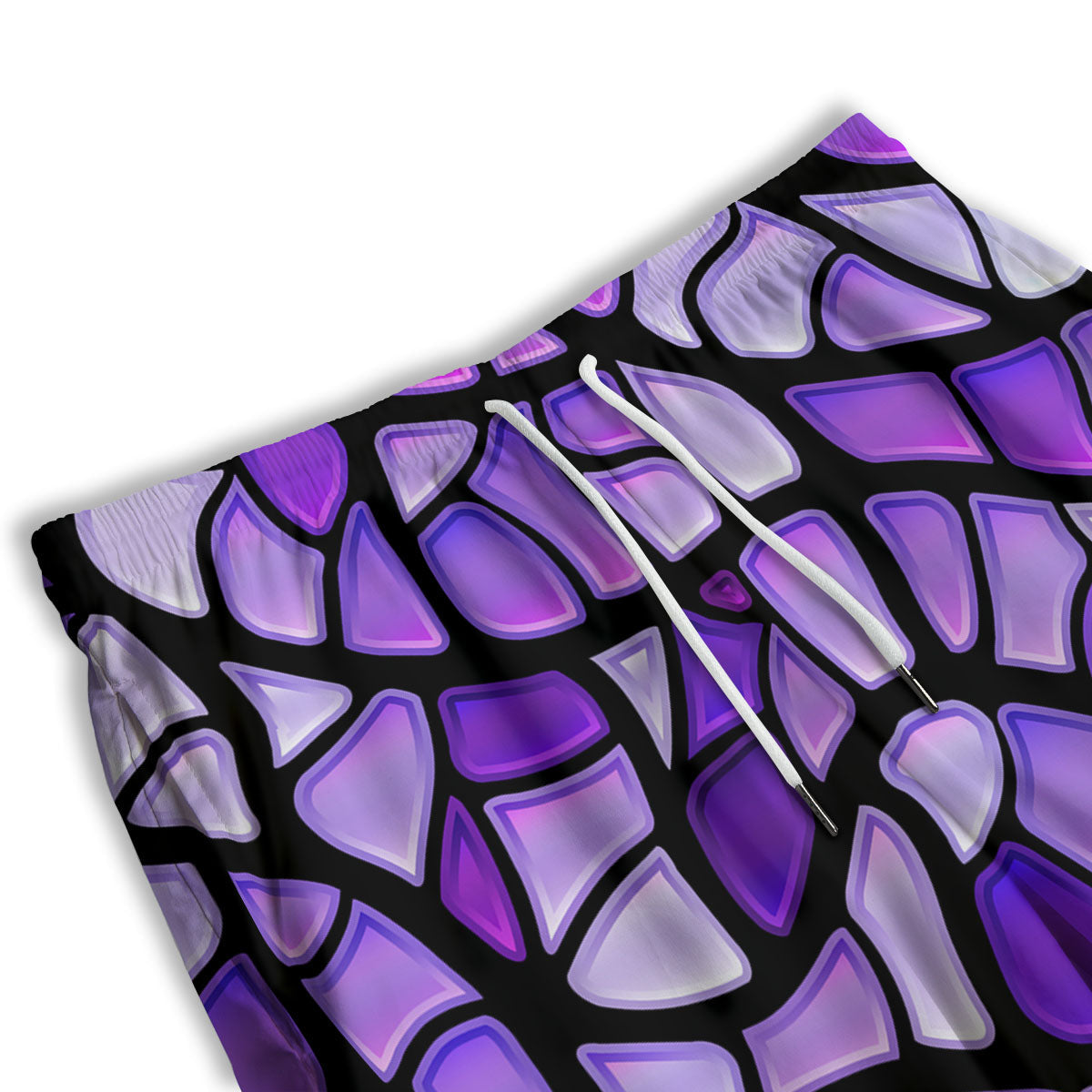 Stained Glass Mosaic Purple Print Men's Athletic Shorts