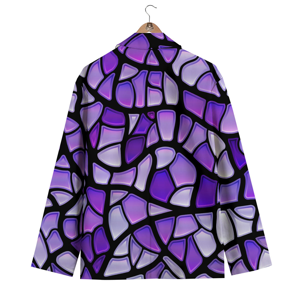 Stained Glass Mosaic Purple Print Men's Blazer-grizzshop