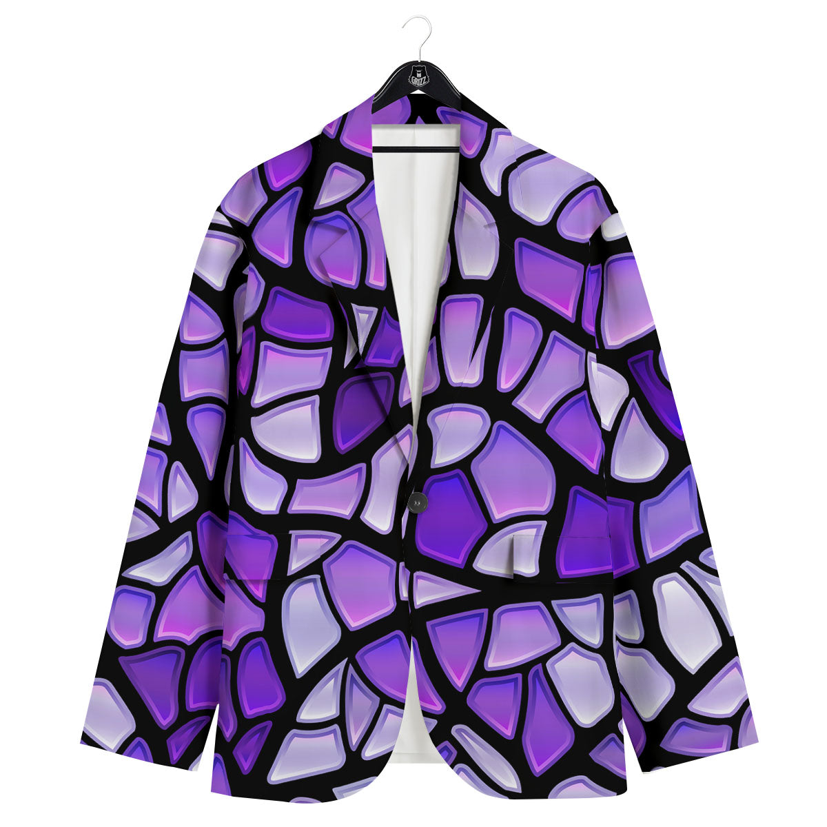 Stained Glass Mosaic Purple Print Men's Sport Coat-grizzshop