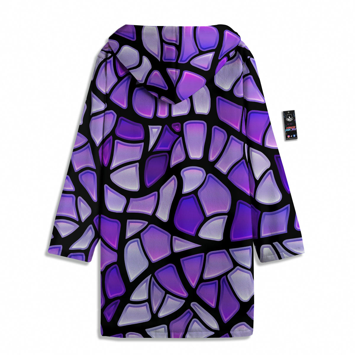Stained Glass Mosaic Purple Print Men's Windbreaker Jacket-grizzshop