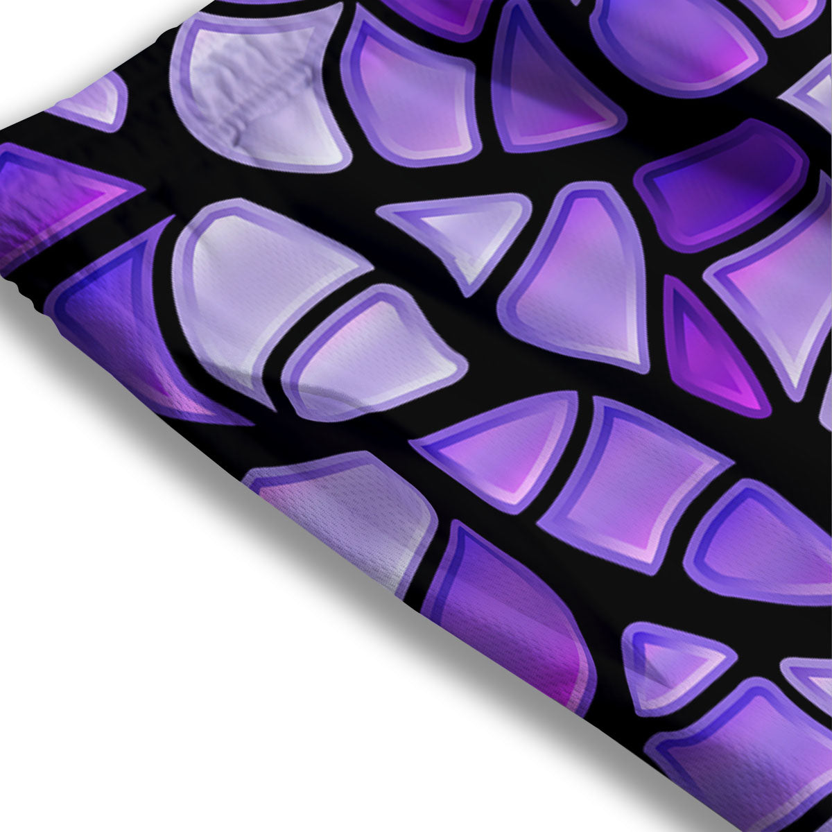 Stained Glass Mosaic Purple Print Mesh Shorts