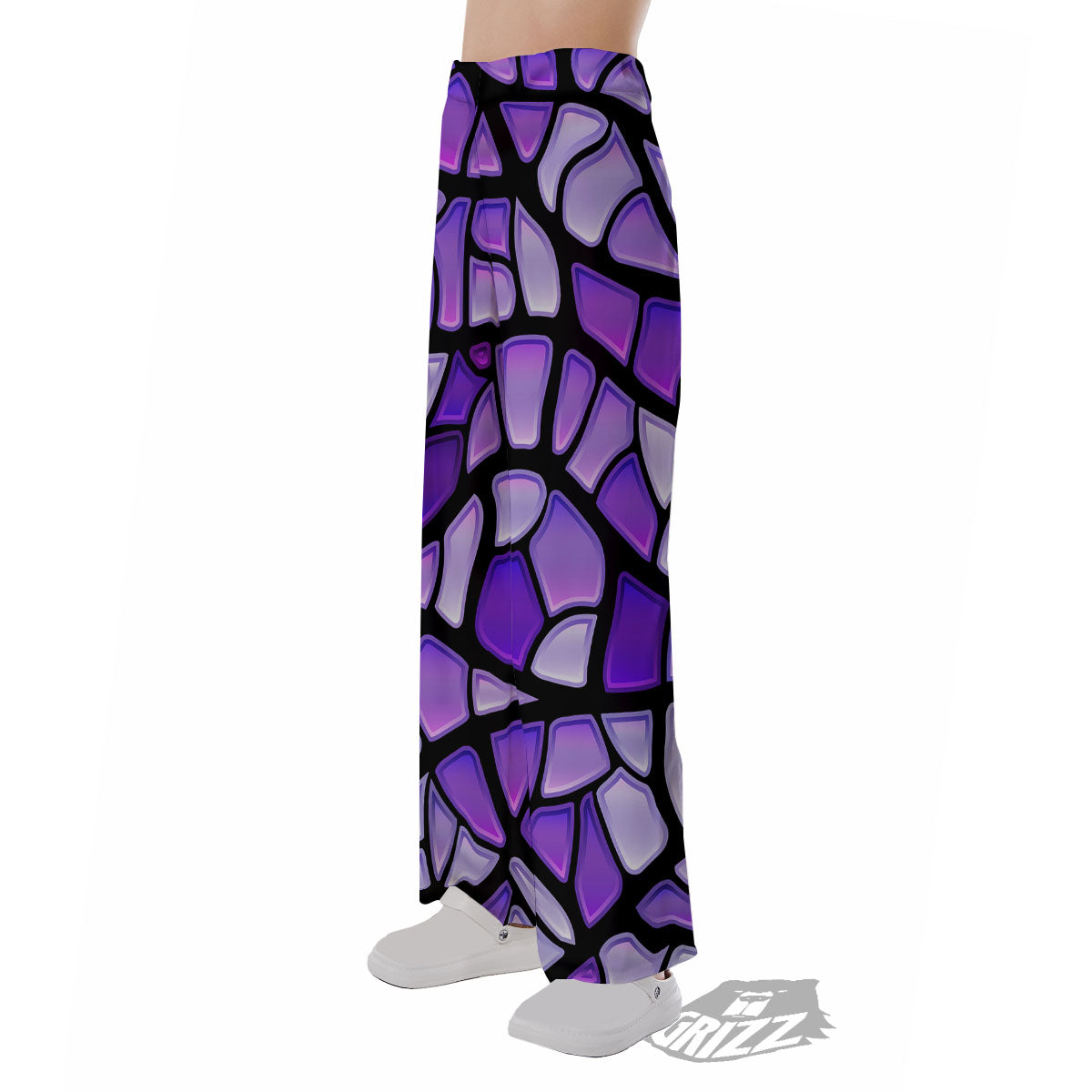 Stained Glass Mosaic Purple Print Pajama Pants-grizzshop
