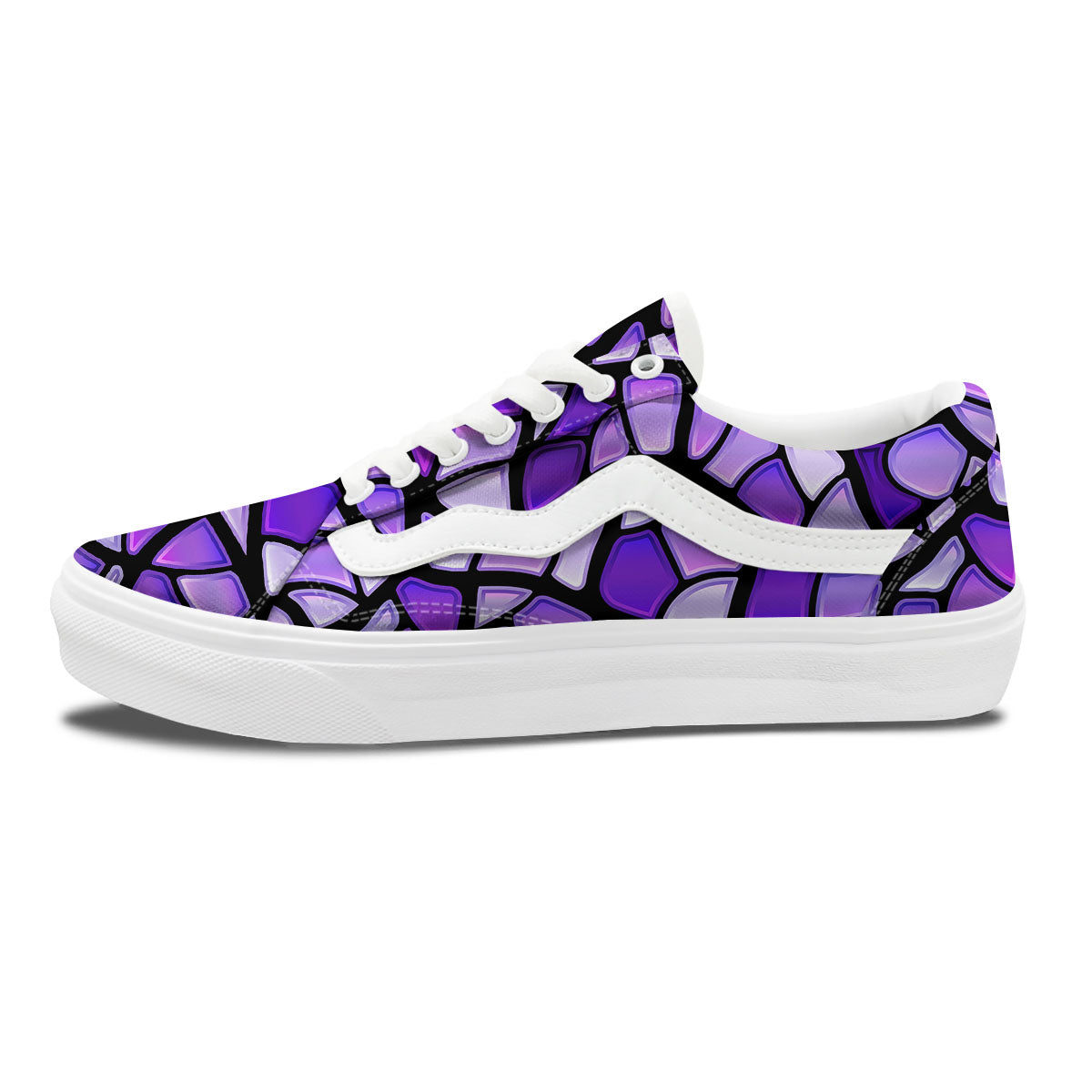 Stained Glass Mosaic Purple Print Skate Shoes-grizzshop