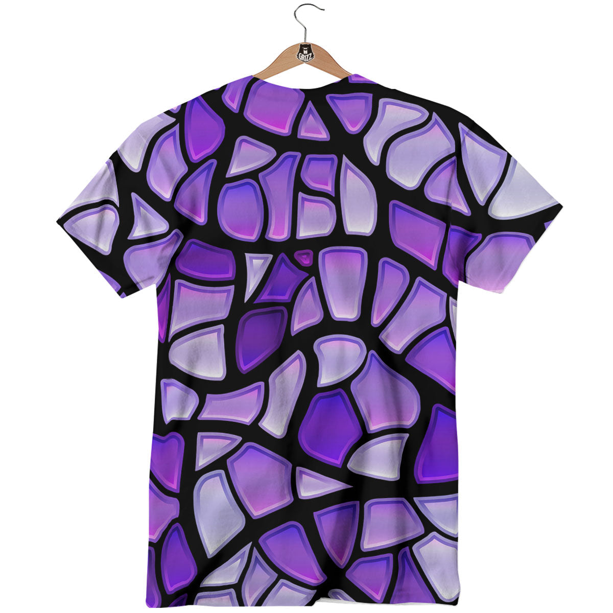 Stained Glass Mosaic Purple Print T-Shirt-grizzshop